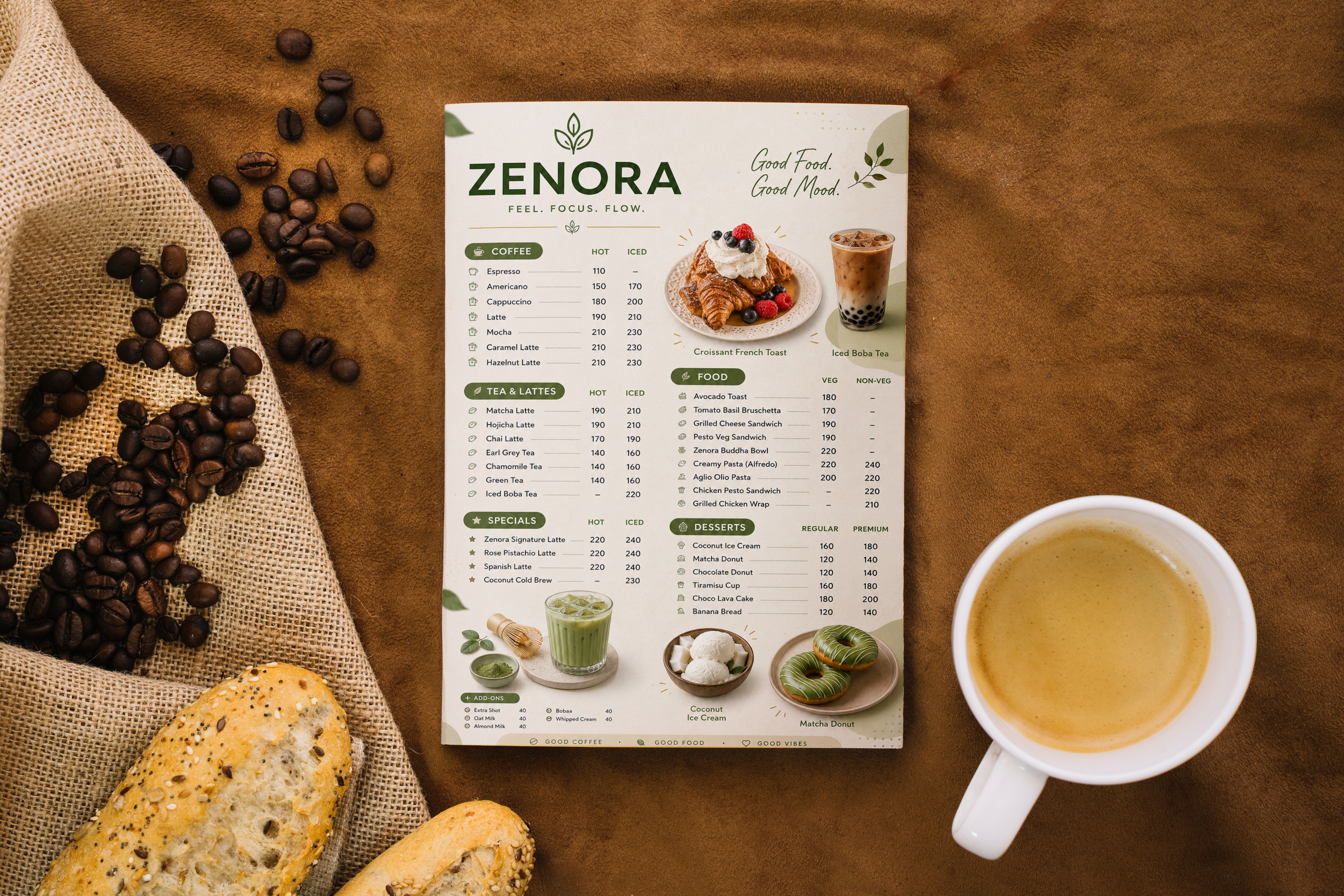 Zenora Menu Mockup
